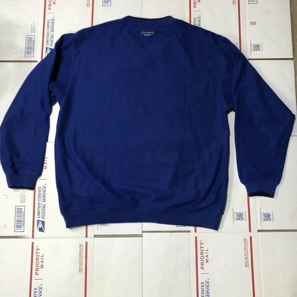 EBTEK Eddie Bauer Mens Vintage Golf Size M Fleece V-Neck Blue Sweater - Picture 5 of 6